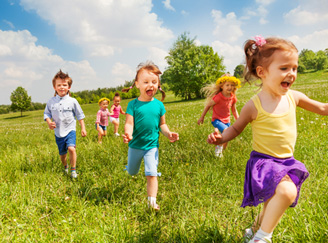 Children playing in a field